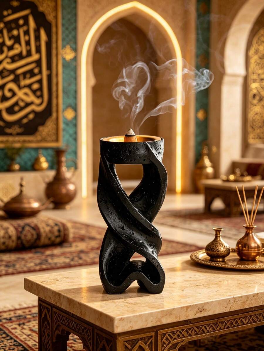 1 Geometric Resin Incense Burner Simple And Modern Aromatherapy Supplies Suitable For Festivals, Home And Office Decoration,Halloween,Spooky,Autumn, Winter,Holiday,Festival - White - View 1