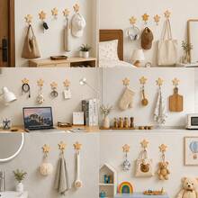 1pc Luxury Handmade Star-Shaped Solid Wood Wall Hook, Premium Heavy-Duty Self-Adhesive No-Drill Hook Storage, Minimalist Multi-Purpose Home Hardware, High-End Indoor Wall Decor Accessory - Multicolor - View 8
