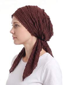 Pre‑Tied Crinkle Lace Head Wrap For Women, Soft Breathable Turban Scarf, Stylish Lightweight Head Cover For Daily Use - Color - View 15