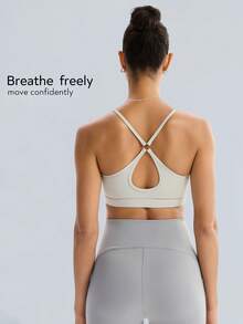 Tender Angel New Non-Removable Padded Cross-Back Sports Bra For Yoga, Running And Training Fall - Light Grey - View 3