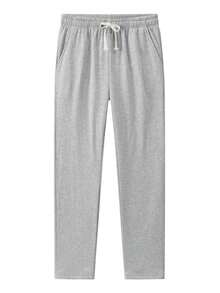Blueprint Man 1pc Men's Light Gray Basic Sweatpants, Adjustable Drawstring Waist, Dual Side Slant Pockets, Comfortable Soft Anti-Pilling Knit Fabric, Long-Lasting Drape And Shape Retention, Mature High Street Casual Style, Suitable For Daily Commute, Dating, Store Visiting And Suburban Outfits - Light Grey - View 3
