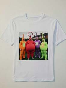Men's Funny Prank Print T Shirt,Suitable For Parties And Pranks - Wit,Original Round-Neck Short-Sleeve Shirt,With Prank Motifs,Machine Washable. - White - View 1