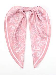 1pc Bohemian Paisley Pattern Silk Scarf, 27.5" X 27.5", Fashion Design, Suitable For Daily Wear - S18967-pink - View 2