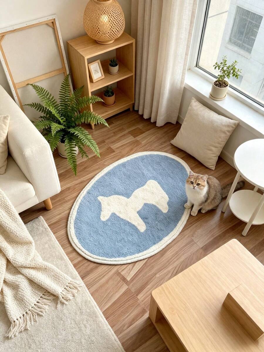 1pc Oval Horse Design Thickened Decorative Carpet, Suitable For Bedroom, Living Room, Home Decor, Washable, Graduation Gift - Multicolor - View 1
