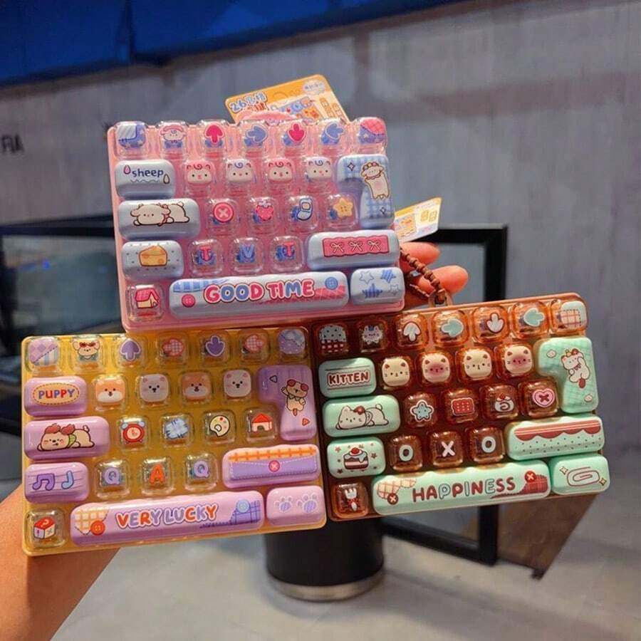 Needohs Fidget Toy, Stress Relief Keyboard, Mechanical Switch Design, Colorful Fingertip Toy, Effectively Relieves Stress, Attractive Appearance, Color And 26-Key Design, Sensory Toy, Keyboard Gadget, Small Accessory, Perfect Party Gift, Gift And Choice For Friends (Randomly Selected)