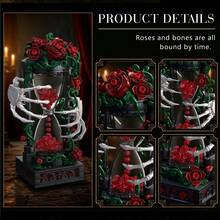 381pcs Adult DIY Building Set Skeleton Holding Rose Decoration Gothic Crystal Rose Crown Desk Decor Dark Romantic Home Office Decoration Unique Gift Suitable For Men And Women - Multicolor - View 2