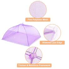 1pc Purple Foldable Insect/Mosquito Food Cover - Detachable Washable Mesh Vegetable Table Tent, Suitable For Camping/Restaurant, Outdoor Portable, Kitchen Gadget, Outdoor Gift For Friends - Multi-color 1 - View 4