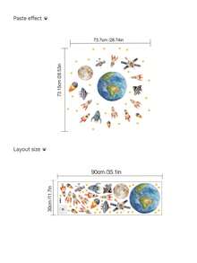 2 Styles Boys Nursery Wall Decals, Farm Tractor Animal & Space Rocket Planet Stickers, Home Decor, Wall Art For Kids Boys Bedroom - Multicolor - View 12