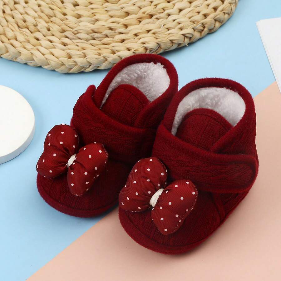 1 Pair Of Cute Infant Boots,Suitable For Indoor And Outdoor And Party Wear, Non-Slip Soles To Learn To Walk, Soft Flat Shoes For Infants. - Red - View 1