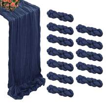 15pcs Navy Blue Pleated Table Runner, Cheesecloth Table Runner Folding Tablecloth, Festive Birthday Decor Wedding Decor, Holiday Home Decor, Dark Blue Solid Color Table Cover, Table Decoration For Wedding Reception, Birthday Party, New Year - Navy Blue - View 33