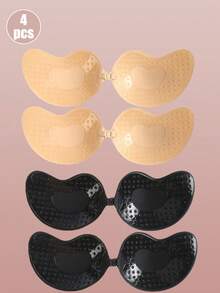 2pcs Seamless Invisible Lift Bra, Women's Backless Strapless Bra, Seamless Self-Adhesive Silicone Nipple Covers, Suitable For Wedding Dresses, Skin Color And Black, Suitable For All Seasons, For Her - Multicolor - View 26