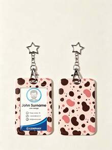 1pc Star Pendant Sweet Cool Card Holder, Leopard Print Heart Cow Spotted Strawberry Pattern, Hard Shell Protective Case For Student Campus ID Card, Access Card, Bus Card, Keychain, High Resilience Scratch-Resistant Material, Waterproof And Dirt-Resistant, Effectively Prevents Card Bending And Wear, Suitable For Student Commute, Office Work, Daily Travel - Rectangle - View 11