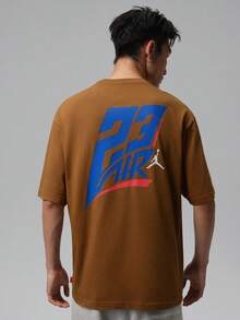 Jordan Men's AS BRK S AIR 85 SS Crew Short Sleeve T-Shirt Knit Collarless Short TIO0028-281 - Mocha Brown - View 2