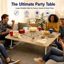Heavy Duty Folding Game & Activity Table, Portable Indoor Outdoor Table, No Assembly, Large Top For Puzzles Board Games, Reinforced Frame For Game Room BBQ Holiday Party Picnic Dining Adult Game Night - Khaki - Multi-functional Folding Table - View 4
