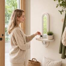 Arched Mirror Wooden Wall Hanging Shelf, Wall Decor Storage Rack, Suitable For Entryway, Bedroom, Living Room - View 5