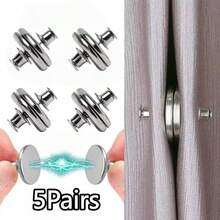 1Pair/2/3/4/5/6Pairs Magnetic Curtain Closure Clips, Light-Blocking Wind-Proof, Tool-Free Installation No Drilling, Reusable - Silver - View 19