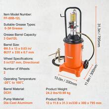 Grease Pump, 3 Gallon 12L, Air Operated Grease Pump With 13 Ft High Pressure Hose And Grease Gun, Pneumatic Grease Bucket Pump With Wheels, Portable Lubrication Grease Pump 50:1 Pressure Ratio - 3 Gallons - View 11