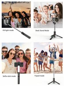 AXNEN 44-Inch Extendable Selfie Stick Tripod With Fill Light, Wireless Remote, 360° Rotation, Compatible With IPhone 14/13/12/11 Pro/XS Max/XS/XR/X/8/7, And Other Smartphones - Black - View 8