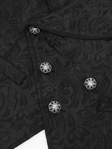Men's Cross-Neck Vest, Solid Color Lapel Slim Fit Button Vest For Party, Cocktail, Performance - Black - View 5