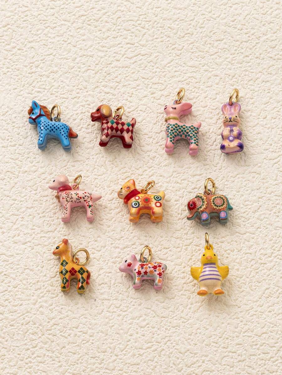 1pc Cute Animal Pendant, Exquisite Cartoon Style, 14k Gold Plated Copper Material, Suitable For DIY Creative Necklace, Bracelet, Earrings, Bag Chain, Keychain, Waterproof And Sweat-Resistant, Suitable For Daily Casual Wear - Multicolor - View 1