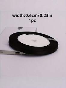 1 Roll Of Polyester Ribbon, Black Ribbon Ribbon, Gift Box Decoration Ribbon, Bow DIY, Floral Decoration, Rose Material, Wedding And Party Decoration, Suitable For Holiday Parties, Birthday Parties, Gift Packaging, Handicrafts, Wedding Dec, Christmas - 1pc Black - View 10