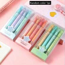 Gold Glitter Gradient Highlighter Set, Glitter Starry Colorful Marker Pens, Axe-Shaped Wide Tip, Stationery For Journaling, Doodling, Student Highlighting - Multiple Styles - View 8