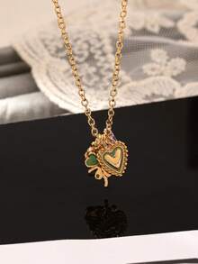 European And American Sweet Style Heart & Butterfly Pendant Necklace, Light Gold Rhinestone Multi-Charm Collarbone Chain, Cross-Border Jewelry - Multicolor - View 1