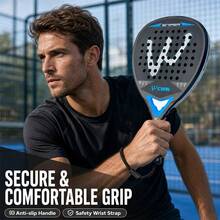CWIN SNIPER Padel Racket, 1K High Rigidity Carbon Fiber Cortex Shock Absorbing Core Large Sweet Spot Non-Slip Grip Lightweight Paddle Tennis Racquet With Protective Carry Bag For Beginner Intermediate Players - Multicolor - View 6