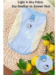 Breathable Mesh Pet Vest With Built‑In Leash Ring, Sun‑Protective Reflective Sleeveless Tank Top, Anti‑Shedding Pet Clothes For Small Medium Dogs Outdoor Walking - Baby Blue - View 8