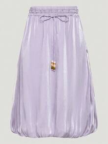 Adidas Originals Women's Versatile Drawstring Waist Beaded Decor Sports Skirt - Purple - View 1