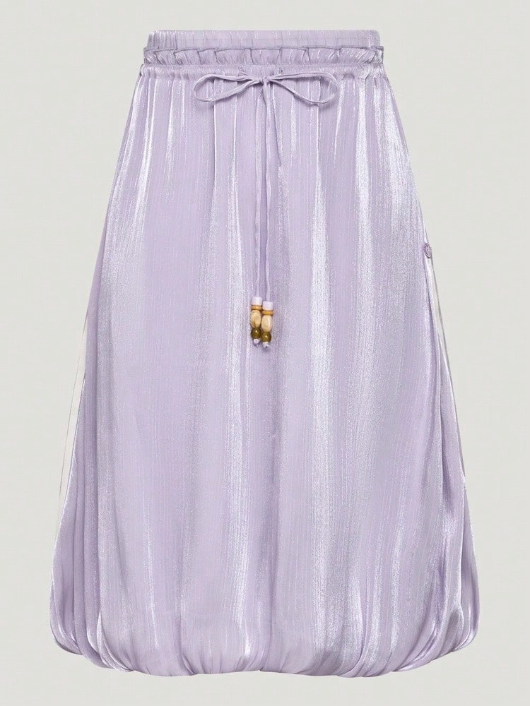Adidas Originals Women's Versatile Drawstring Waist Beaded Decor Sports Skirt - Purple - View 1