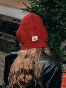 1 buah Topi Balaclava Rajut Hangat Warna Polos untuk Wanita dengan Penghangat Leher, Penting untuk Natal, Musim Dingin dan Musim Gugur, Cocok untuk Dipakai di Luar Ruangan - garis - View 4