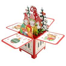 1PC Creative Christmas Gnome 3D Box Greeting Card Ornament With Gold Foil Craft Merry Christmas - A - View 2
