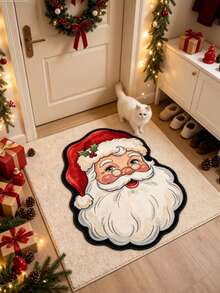 1 buah Karpet Dekoratif Motif Kepala Santa Claus, Karpet Ruang Tamu, Karpet Mewah Samping Tempat Tidur, Karpet Musim Gugur/Musim Dingin, Karpet Tebal, Karpet Ruang Tamu Besar, Karpet Kamar Tidur, Dekorasi Rumah Ruang Tamu, Karpet Luar Ruangan, Karpet yang Dapat Dicuci - MultiWarna - View 2
