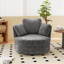 XXL Gray Chenille Armchair - Comfortable And Stylish - 灰色 - 查看 3