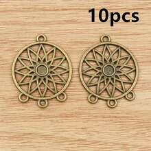 10件 33x26mm 圓形花朵吊墜連接件 3個環 DIY珠寶手工配件 - charms connector - 查看 9