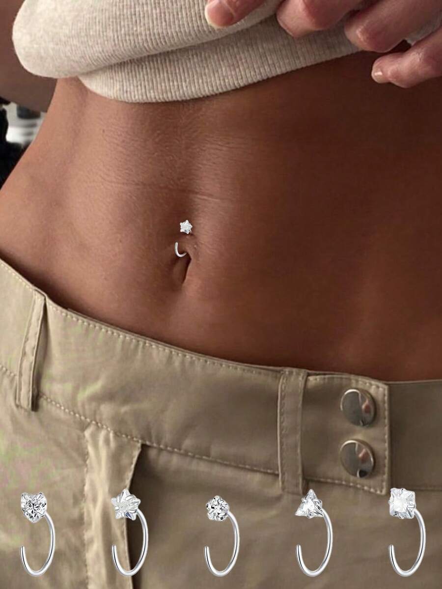 1pc S925 Sterling Silver Minimalist Exquisite Navel Ring, Small And Cute, Suitable For Women, Excellent Gift Choice - Single - View 1