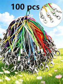 10/30/50/100/200/500/1000pcs Mixed Color Lobster Clasp Rope Jump Ring Buckle Lanyard Keychain Lasso Ring Nylon Cord Key Ring For DIY Jewelry Making Accessories - Multicolor - View 15