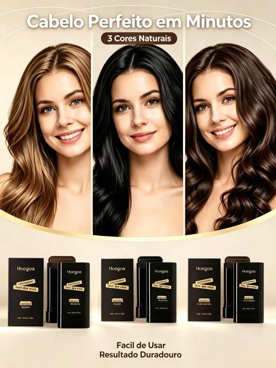 Hoegoa Hair Color Stick Convenient Hair Dye Stick 20g | Precise Coverage Of White Hair Roots No Wash | Lipstick-Style Solid Paste No Messy Hands | Hairline And Sideburns Emergency Concealment | Compact And Portable Quick Touch-Up Anytime Anywhere | 3 Colors Available | Hair Color Concealment One-Time Touch-Up Pen With Comb For Temporary Hair Color - Multicolor - View 1