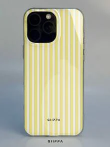 GIIPPA 1pc Yellow Striped Pattern Design Phone 17 Pro Max Phone Case, Compatible With Phone 16 Pro Max, 15 Pro Max, 14 Pro Max, Korean-Style High-End Fashion Fun Phone Case, Compatible With 11/12/13/14/15/16 Pro Max Plus, Elegant Design Suitable For Men And Women, Perfect Gift For Girlfriend On Christmas, Valentine's Day, Easter, Wedding Season And Birthday! - Yellow - View 5