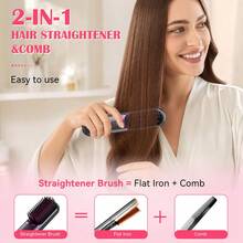 Hatteker 1pc USB Rechargeable Straightening Brush, 3 Temperature Settings, Travel Portable Volumizing Hair Root Hot Air Brush, Wireless Straight & Curl Dual Use Negative Ion Comb - Multicolor - View 11