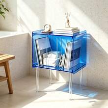 Acrylic Nightstand, Modern Transparent Side Table With Open Storage And Clear Acrylic Legs, Fashionable Bedside Table For Bedroom And Living Room, Record Player Stand, Minimalist Decorative Furniture, Suitable For Small Spaces, Easy To Clean - Multicolor - View 4