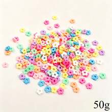 1 Pack 50g Macaron Mixed Color Mini 5-Petal Flower Soft Clay Slices, DIY Cream Glue Phone Case Hair Clip Filler Accessories, Colorful Flower Soft Clay Stickers DIY Handmade Material - Multicolor - View 5