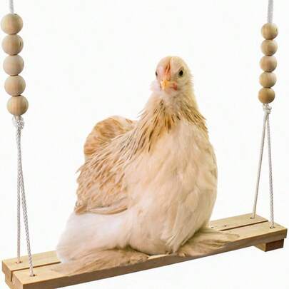 Juguete Columpio para Gallinas, Soporte de Percha de Madera, Escalera de Percha Grande y Duradera, Juguete de Entretenimiento para Aves de Corral, Gallos, Gallinas y Loros Mascota, ¡Juguete Columpio para Gallinas!