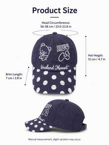 1pc Cute Bear Hugging Letter Embroidered Baseball Cap, Little Bear Polka Dot Pattern Baseball Cap, Adjustable Lightweight Sweet Casual Outdoor Sun Hat, Suitable For Women's Daily Commute - Bear Pattern - View 8