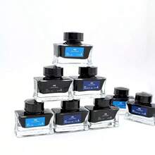 50ml Fountain Pen Ink Bottle, Smooth Writing Without Clogging, Glass Bottle Refillable Ink, Black/Blue/Blue-Black Optional - Sets - View 3