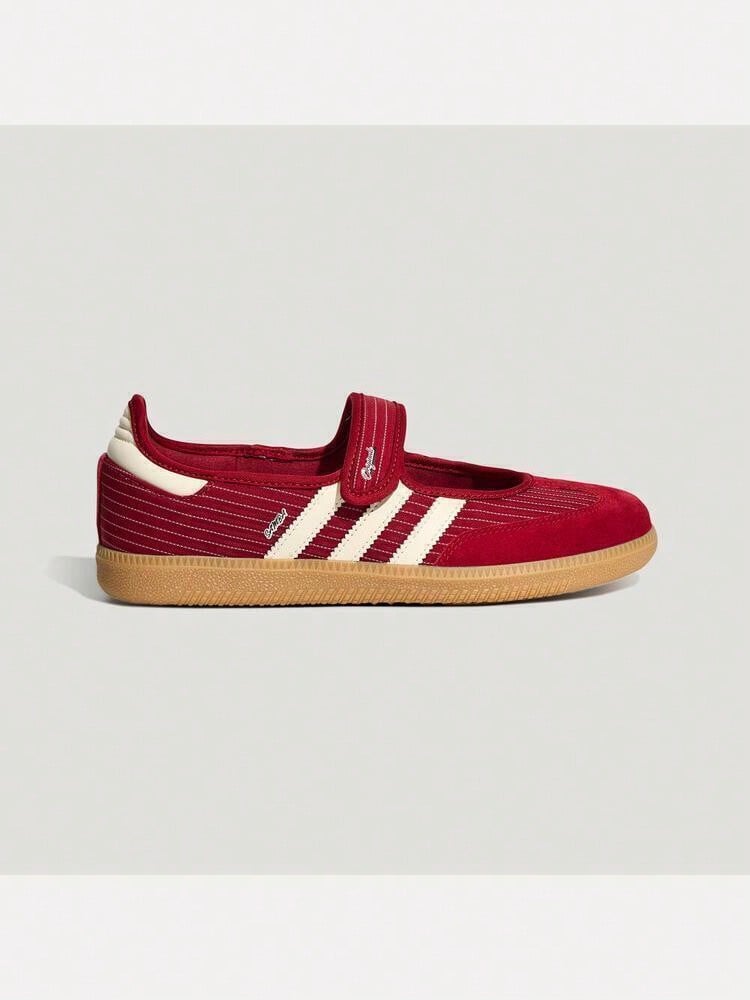 Adidas Originals Women's ORIGINALS SAMBA JANE "T-Strap" Retro Mary Jane Sneakers KH7833 - Red and White - View 1