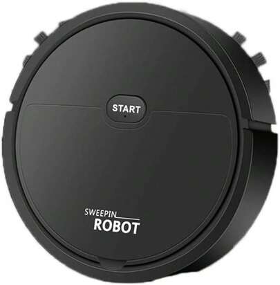 Aspiradora Robot, USB Inteligente 3 en 1 Ultra Delgada, Potente Succión, Silenciosa, Autocargable, Limpia Pisos Duros y Alfombras de Pelo Medio (Negra)