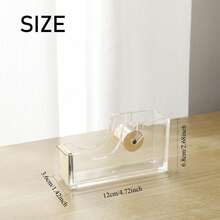 1pc Transparent Solid Acrylic Tape Dispenser, Modern Minimalist Style, With Sharp Metal Cutting Blade, Hollow Structure, Desktop Washi Tape Cutter Office Stationery Storage Rack - Tape Cutter - View 3