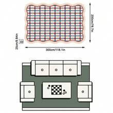 1PC American Retro Wavy Border Colorful Polka Dot Geometric Stripe - Soft Faux Cashmere Area Rug, Bathroom, Kitchen, Entryway, Hallway, Bedside, Living Room, Bedroom, All Season Machine Washable Asymmetrical Large Size Mat, Aesthetic Home Decor - Multicolor - View 13